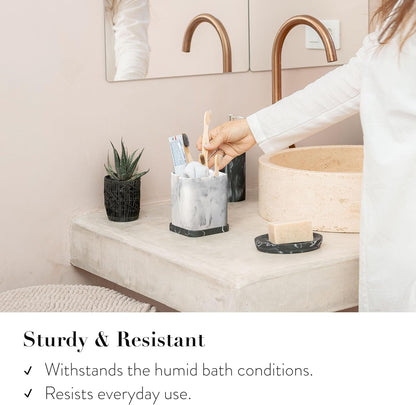Toothbrush Holder, 6-Slot Bathroom Organizer for Countertop Storage, Holds Toothpaste, Dental Floss, Razor, Comb, Makeup Brushes, and More, Compact Tooth Brushing Stand for Efficient Organization
