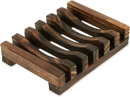 Wooden Soap Dish Soap Saver Holder Soap Tray for Bathroom Shower Rectangular Sink Drainer Hand Craft for Soap,Sponges and More (1Pack)